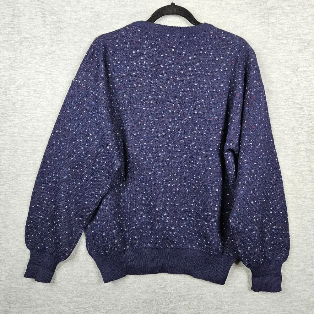 Axiom Men's Crew Neck Blue Pull over Long Sleeve Sweater Size L Made in Italy - Picture 2 of 6
